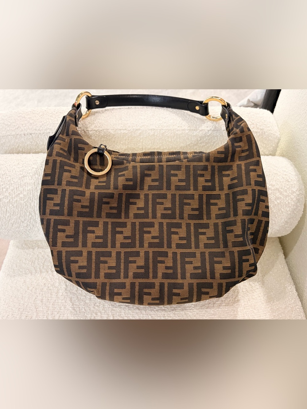 Fendi Brown Zucca Canvas Shoulder hobo Bag - Brown